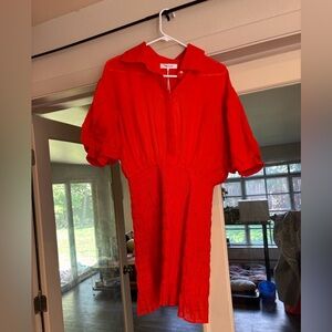 FRAME Denim NWT Bright Orange Smocked Shirt Dress Women's Size Medium